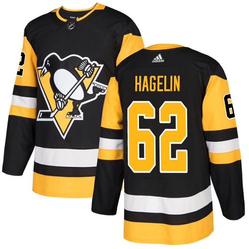 Adidas Men Pittsburgh Penguins 62 Carl Hagelin Black Home Authentic Stitched NHL Jersey